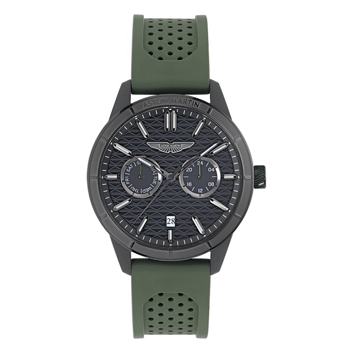 Aston Martin MTIH2S604 Icon Black IP Green Silicone Strap Watch - W2094