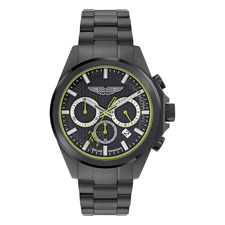 Aston Martin MTRH2S601 Thrill Solar Chronograph Black IP Bracelet Watch - W2097