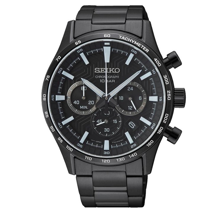 Seiko SSB415P1 Black IP Chronograph Bracelet Watch - W24156