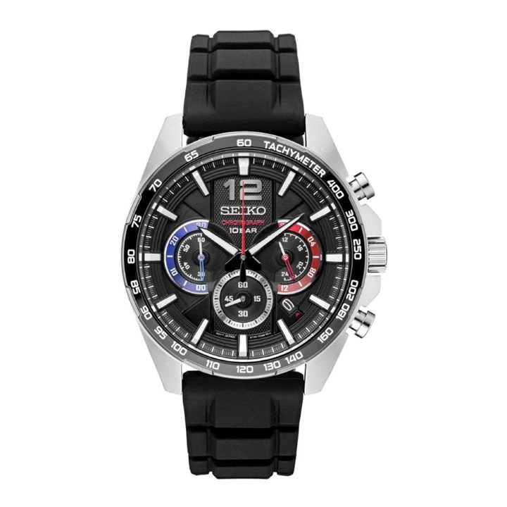 Seiko SSB347P1 Chronograph Black Silicone Strap Watch - W25401