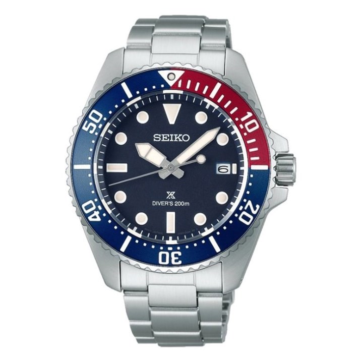 Seiko Prospex SNE595P1 Solar Blue-Red Diver's Watch - W25486