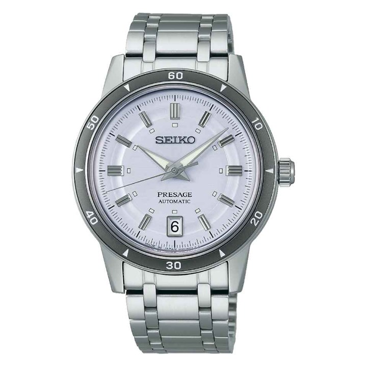 Seiko Presage SRPL73J1 Style 60s Silvery Violet Bracelet Watch - W25507
