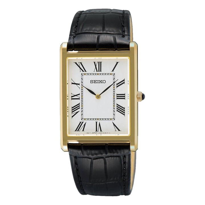 Seiko SWR104P1 Black Leather Strap Watch - W25526