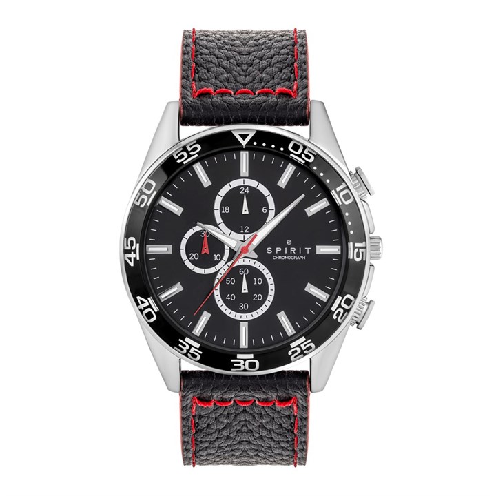 Spirit SP1017 Black Leather Strap Watch - W27192