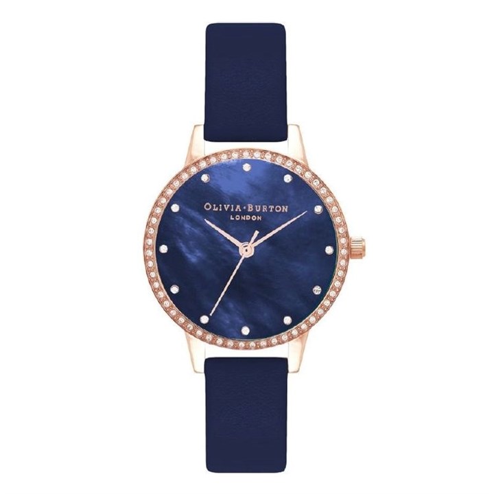 Olivia Burton OB16MD99 Classics Rose Gold Plated Blue Leather Strap Watch - W28148