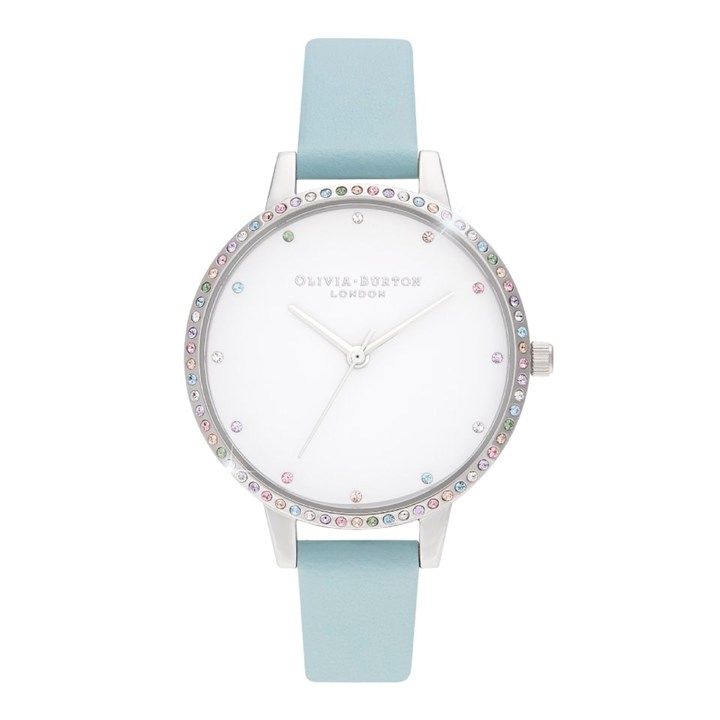 Olivia Burton OB16RB19 Rainbow Stainless Steel Blue Leather Strap Watch - W28150