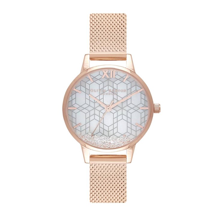 Olivia Burton OB16IQ03 Ice Queen Rose Tone Mesh Watch - W28152