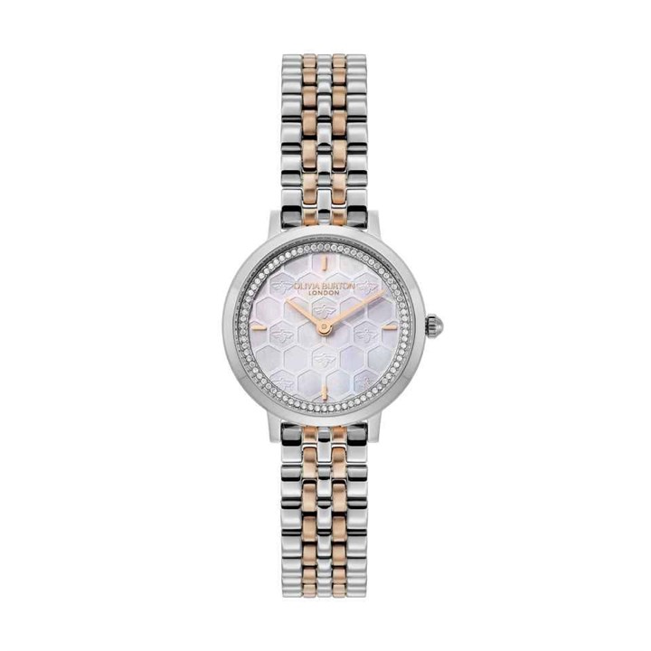 Olivia Burton 24000265 Honeycomb Ultra Slim Two Tone Bracelet Watch - W28167