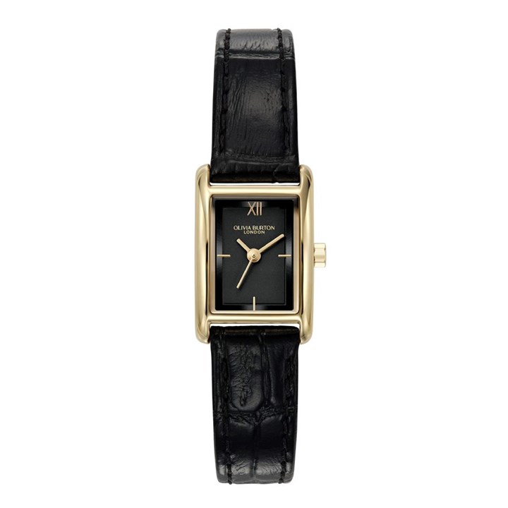 Olivia Burton 24000284 Mini Grove Black Leather Strap Watch - W28178
