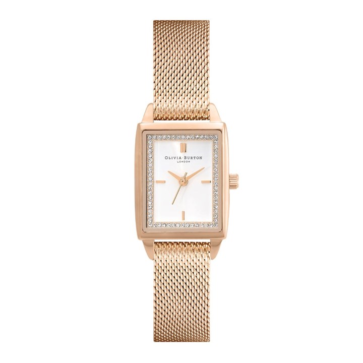 Olivia Burton 24000015 Townhouse Rose Tone Mesh Bracelet Watch - W28192