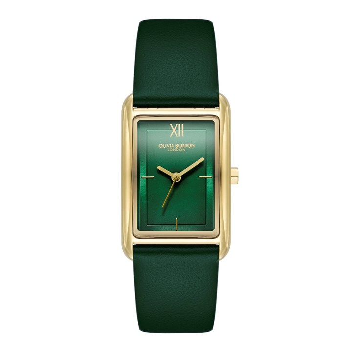 Olivia Burton 24000199 Grove Green Leather Strap Watch - W28196