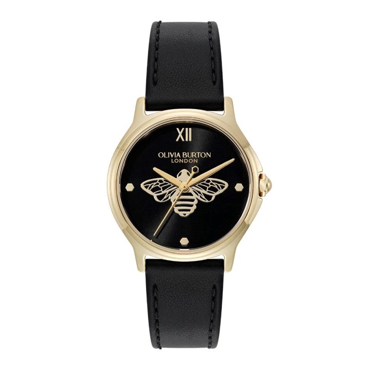 Olivia Burton 24000344 Classic Bee Black Leather Strap Watch - W28211