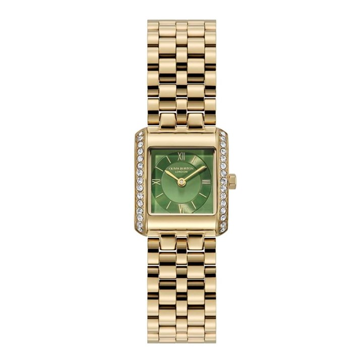 Olivia Burton 24000382 Berkley Gold Tone Square Green Dial Bracelet Watch - W28222