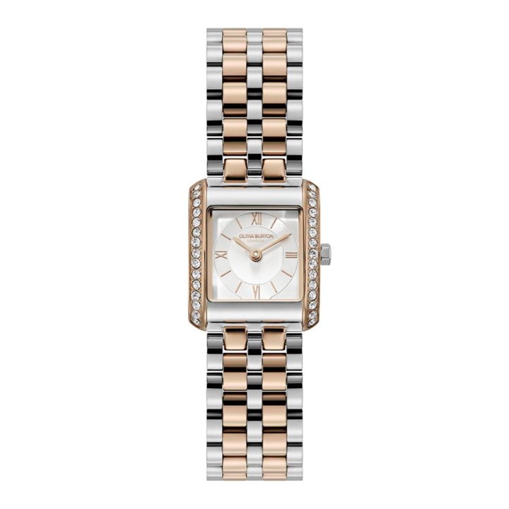 Olivia Burton 24000384 Berkley Two Tone Rose Square Case Bracelet Watch - W28223