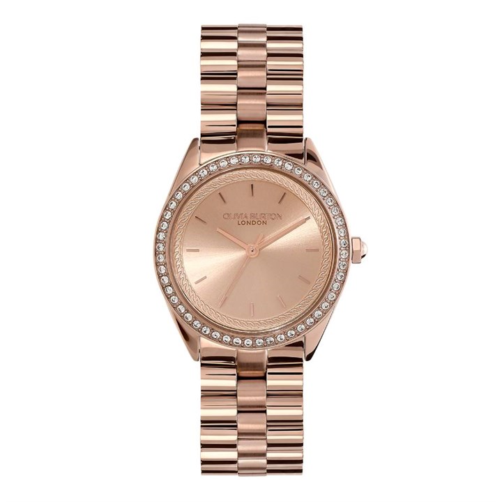 Olivia Burton 24000136 Bejewelled Rose Tone Bracelet Watch - W28236