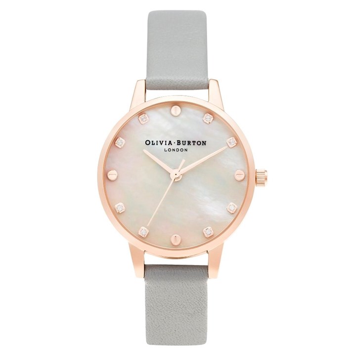 Olivia Burton OB16SE12 Classics Grey Leather Strap Watch - W2894