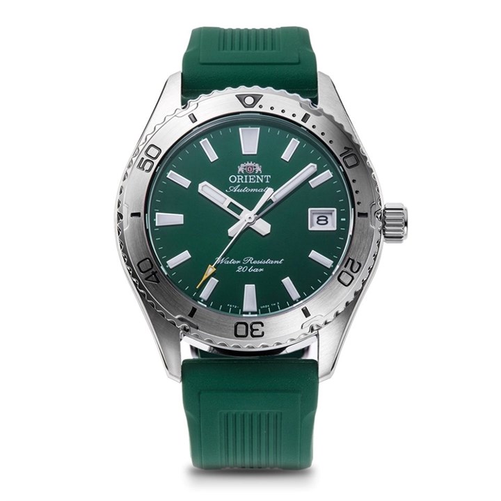 Orient RA-ACOQ11E Mako Automatic Green Silicone Strap Watch - W2999