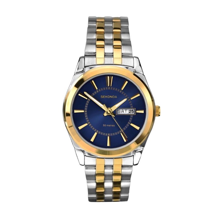 Sekonda 1032 Riley Two Tone Blue Dial Bracelet Watch - W31103