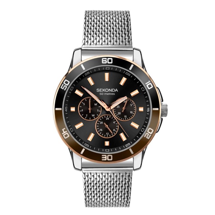 Sekonda 1841 Midnight Stainless Steel Mesh Bracelet Watch - W31216