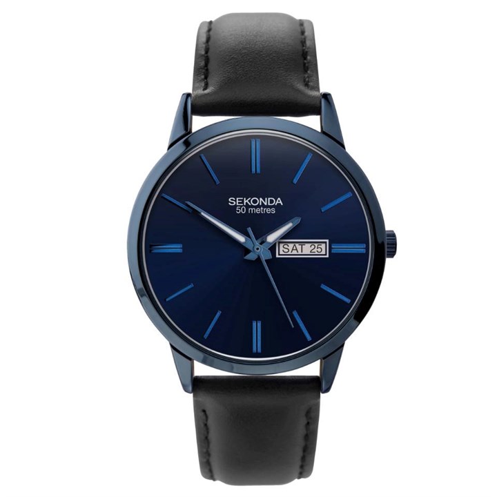 Sekonda 1843 Jackson Blue Dial Black Strap Watch - W31217