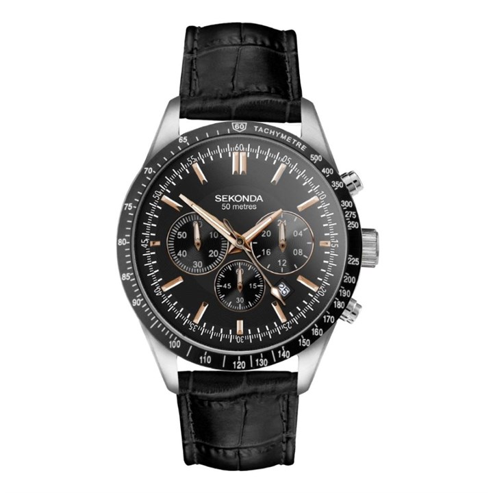 Sekonda 30017 Black Leather Strap Watch - W31314