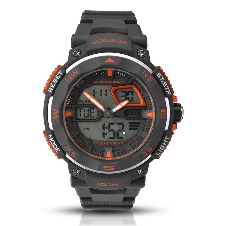 Sekonda 1163 Dual Display Black Resin Strap Watch - W31327