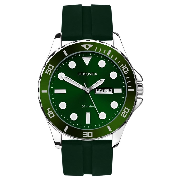 Sekonda 30119 Balearic Green Rubber Strap Watch - W31334