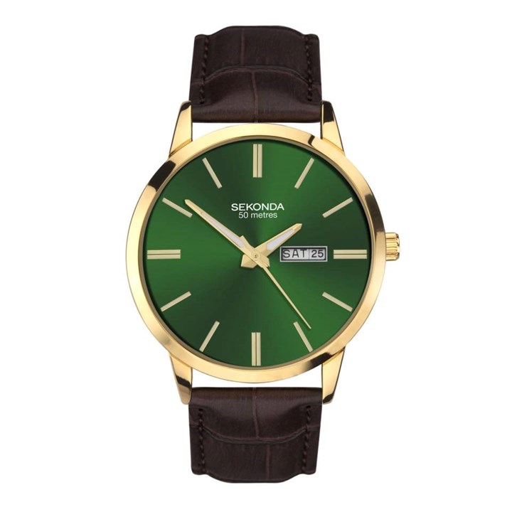 Sekonda 30151 Gold Plated Brown Strap Watch - W31390
