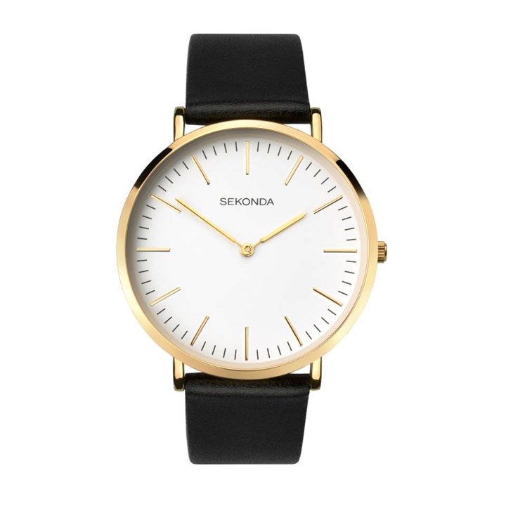 Sekonda 1344 Black Leather Strap Watch - W31397