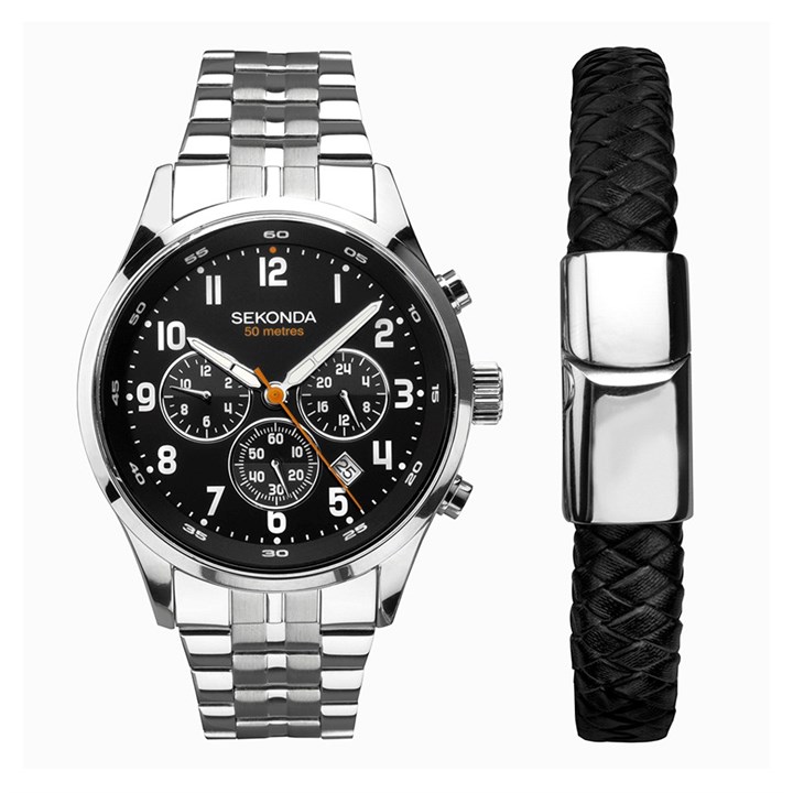 Sekonda 1919G Chronograph Watch And Bracelet Gift Set - W31433