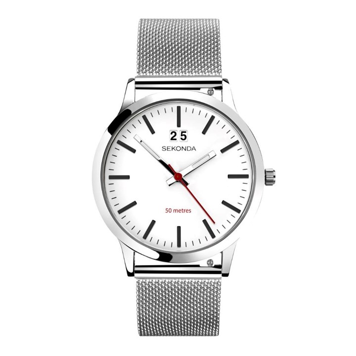 Sekonda 1940 White Dial Mesh Bracelet Watch - W31434