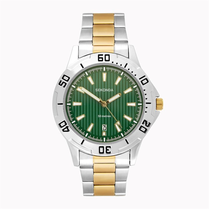 Sekonda 30325 Two Tone Green Dial Bracelet Watch - W31456
