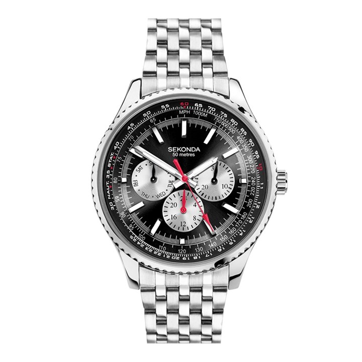 Sekonda 30371 Black Multi Dial Tachometer Bracelet Watch - W31471
