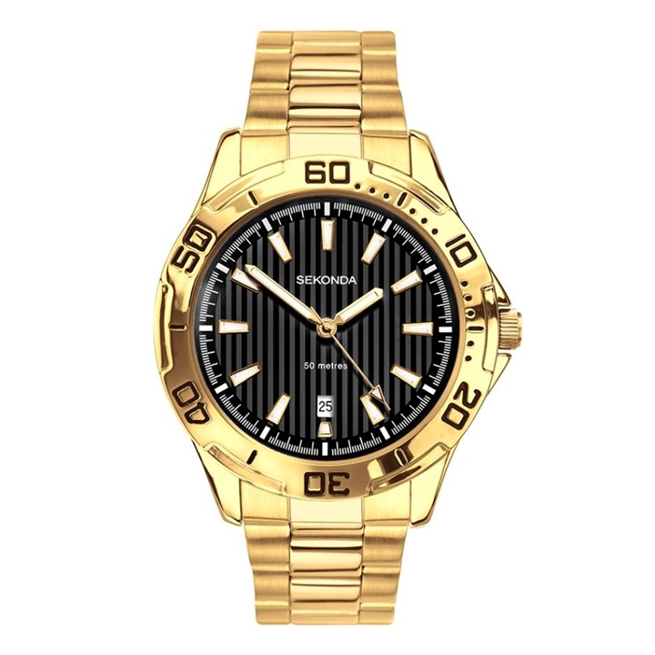 Sekonda 30373 Black Dial Gold Tone Bracelet Watch - W31472
