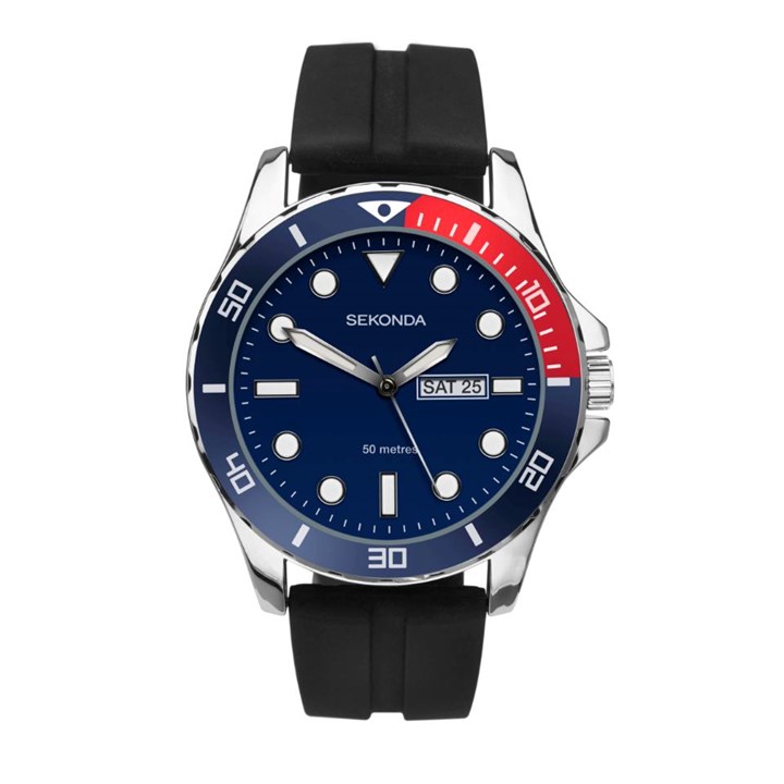 Sekonda 1580 Black Silicone Strap Watch - W31473