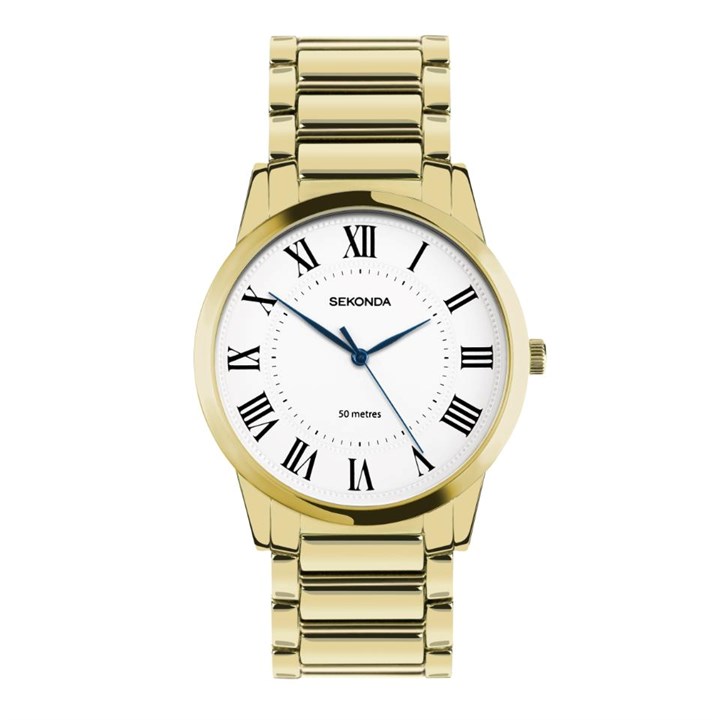Sekonda 30247 Gold Tone White Dial Bracelet Watch - W31475