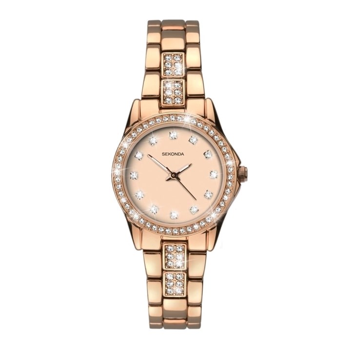 Sekonda 2034 Joanne Rose Gold Plated Crystal Set Bracelet Watch - W3206