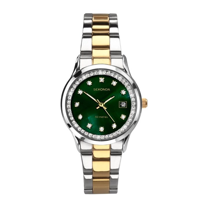 Sekonda 40295 Catherine Two Tone Green Dial Bracelet Watch - W32243