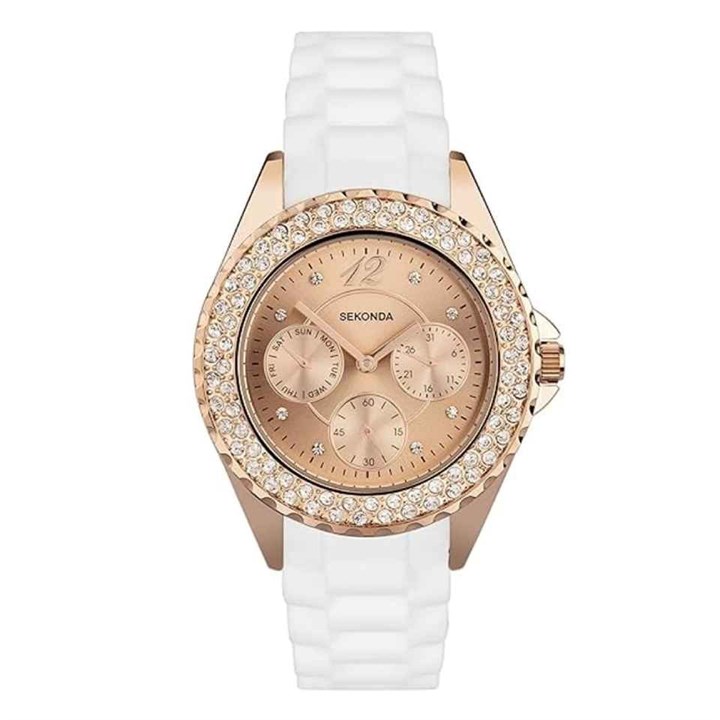Sekonda 4663 Rose Tone White Silicone Strap Watch - W32268