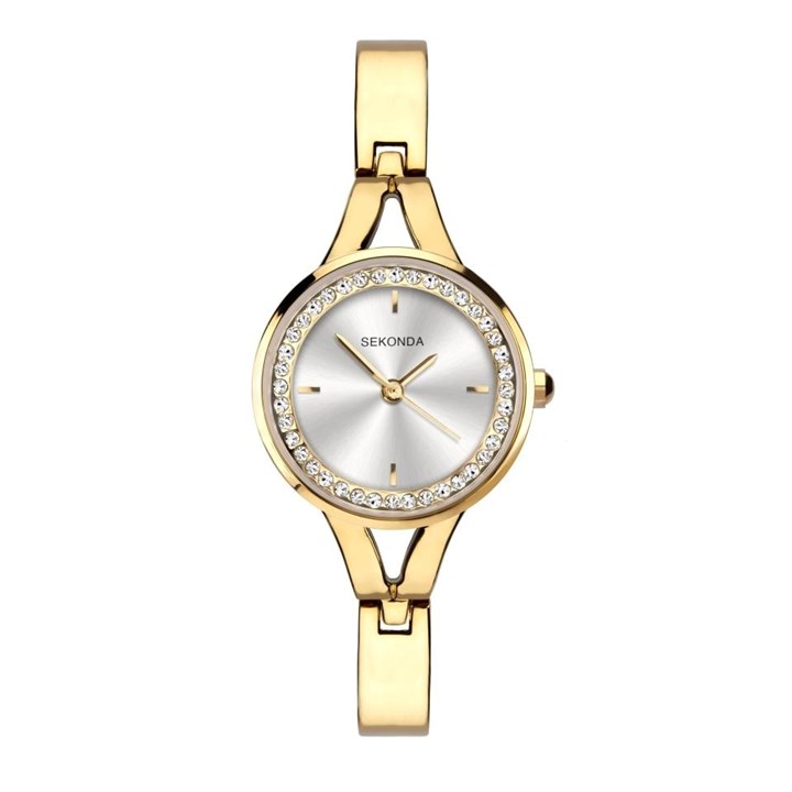 Sekonda 2855 Gold Plated Crystal Bangle/Bracelet Watch - W32340