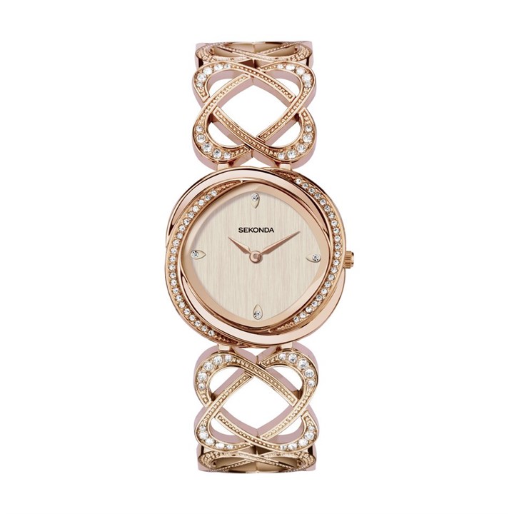 Sekonda 40509 Hidden Hearts Rose Tone Bracelet Watch - W32417