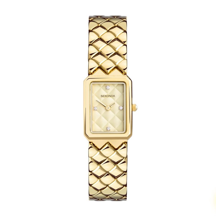 Sekonda 40559 Lunar Gold Tone Quilted Bracelet Watch - W32421