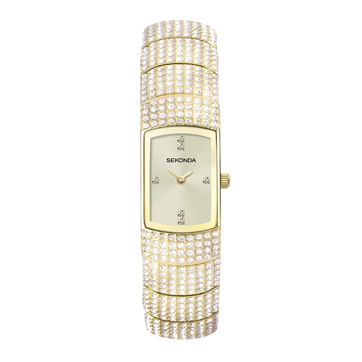 Sekonda 40468 Gold Tone Stone Set Bangle/Bracelet Watch - W32457