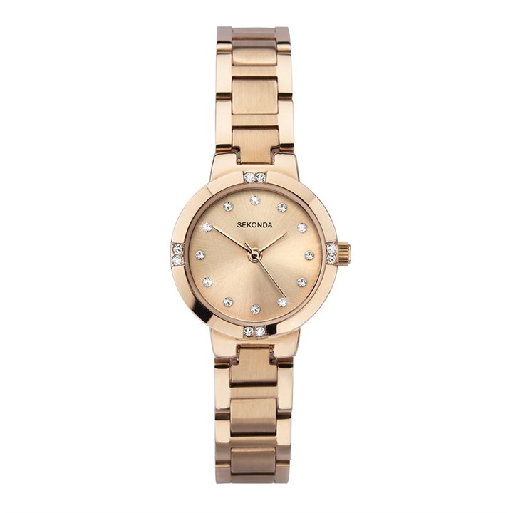 Sekonda 2834 Rose Tone Stone Set Bracelet Watch - W32461