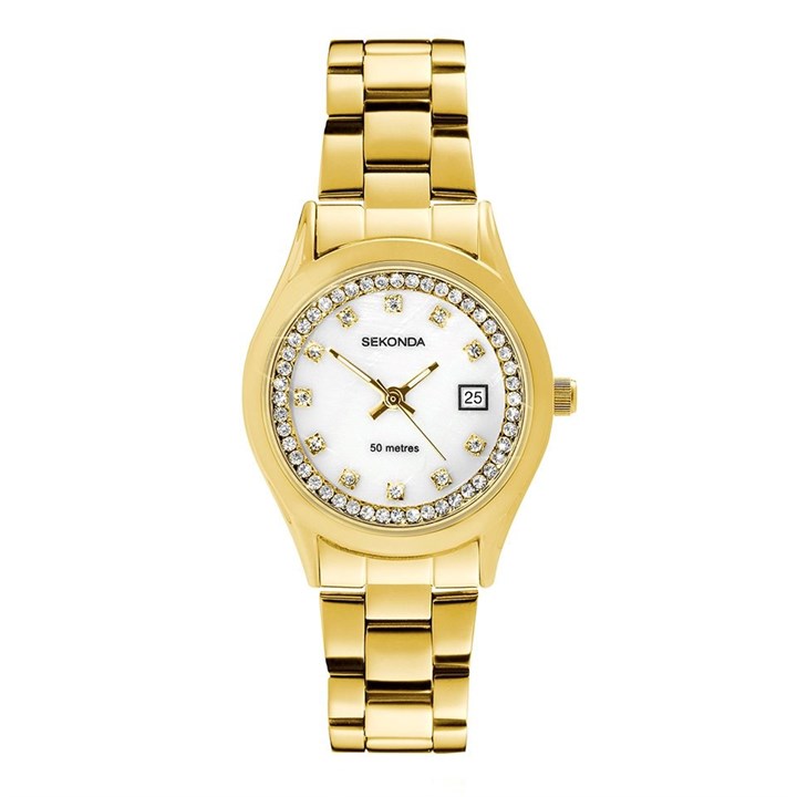 Sekonda 40716 Gold Tone Stone Set Bracelet Watch - W32462