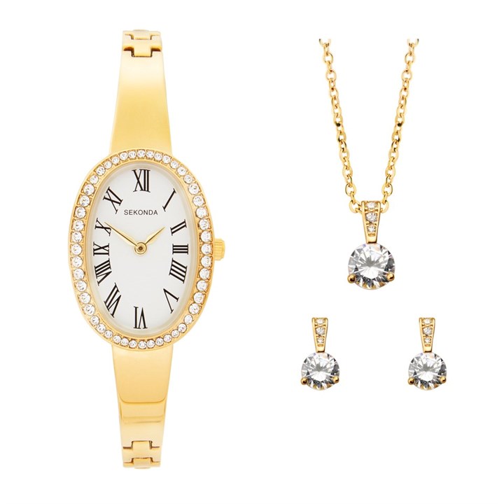 Sekonda 49078 Watch, Necklace And Stud Earrings Gift Set - W32469
