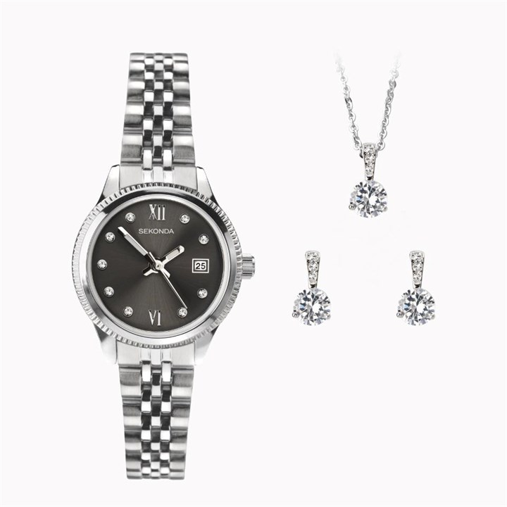 Sekonda 2673G Watch, Pendant And Earrings Gift Set - W32487