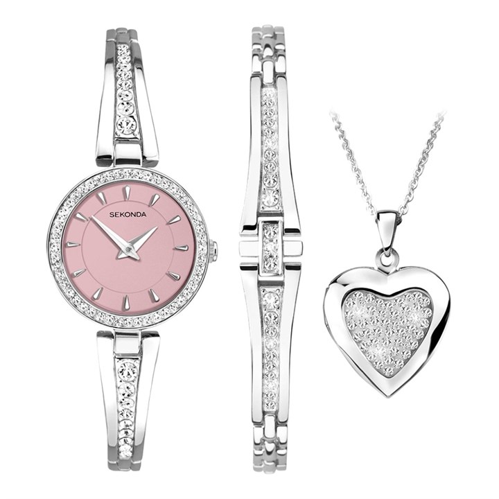 Sekonda 49104 Option C Pink Dial White Metal Gift Set - W32500