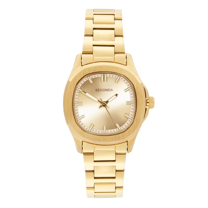 Sekonda 40726 Gold Tone Rounded Square Champagne Dial Bracelet Watch - W32509