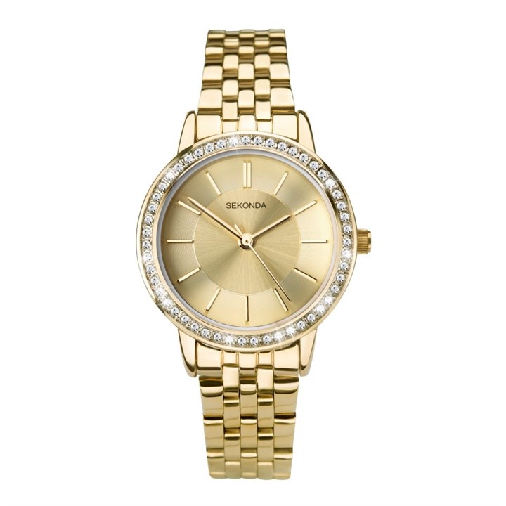 Sekonda 2806 Class 52 Gold Tone Crystal Set Bracelet Watch - W33157